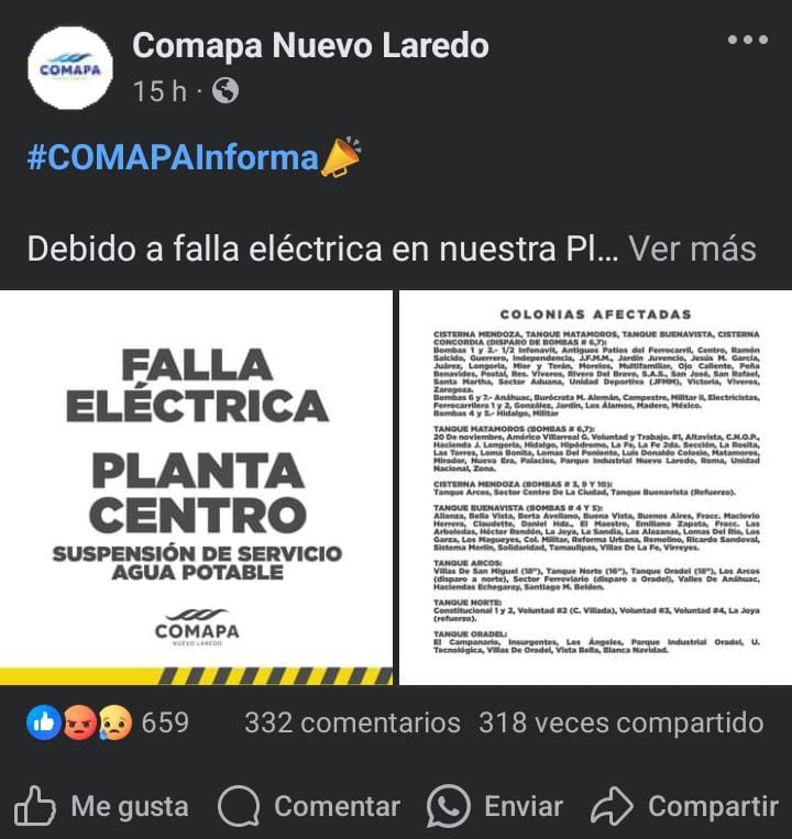 Enojo ciudadano por los continuos cortes de agua por parte del Municipio y COMAPA