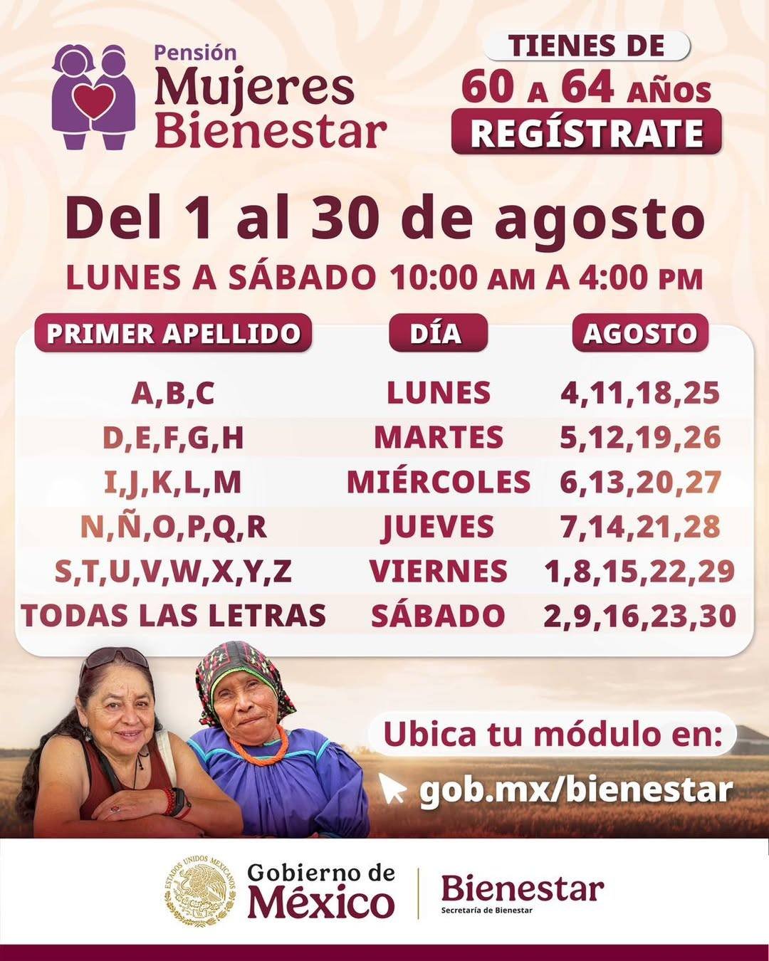 Prepara en Tamaulipas registro para la Pensión Mujeres Bienestar en Tamaulipas